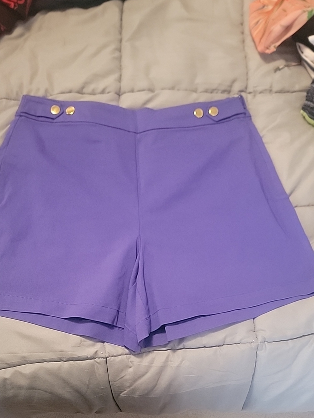 INC International Concepts Lavender Bermuda Shorts with Gold Buttons